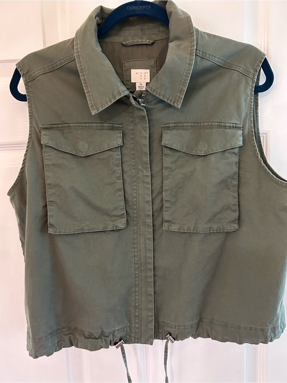 a new day Olive Utility Vest with Zipper Front